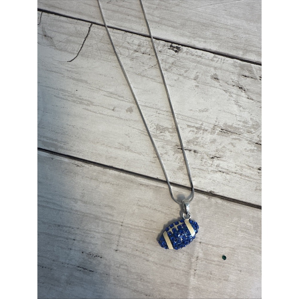 Blue Football Charm Necklace